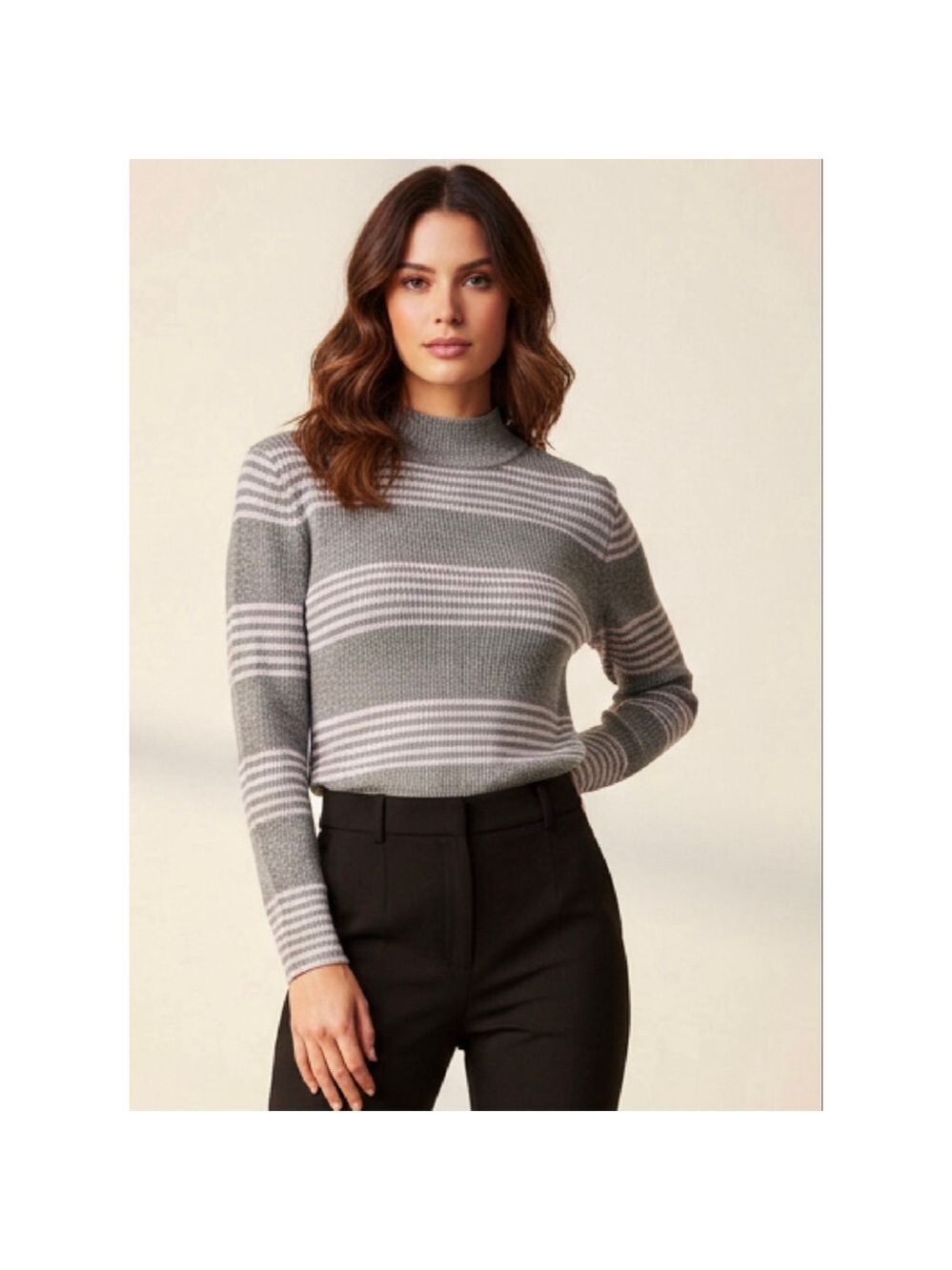 Karen Scott Claire Violet Night Cotton Ribbed Mock-Neck Sweater Size XL NWT